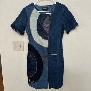 Desigual Geo Denim Dress in Size US 2/Spanish 36